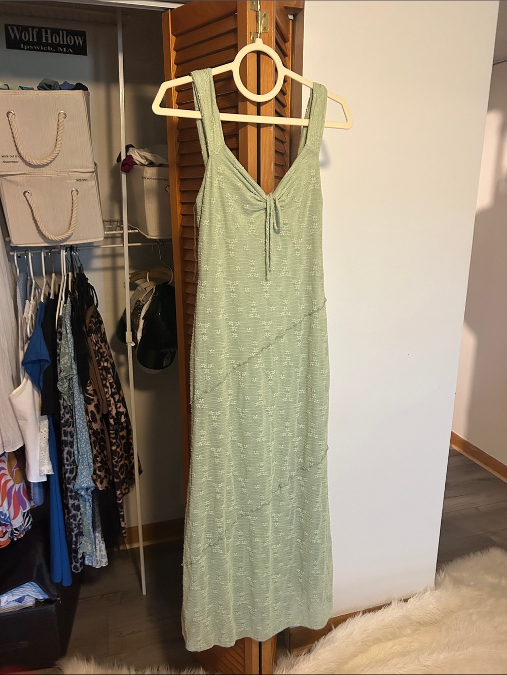 See You Monday Sage Green Tie-Front Maxi Dress